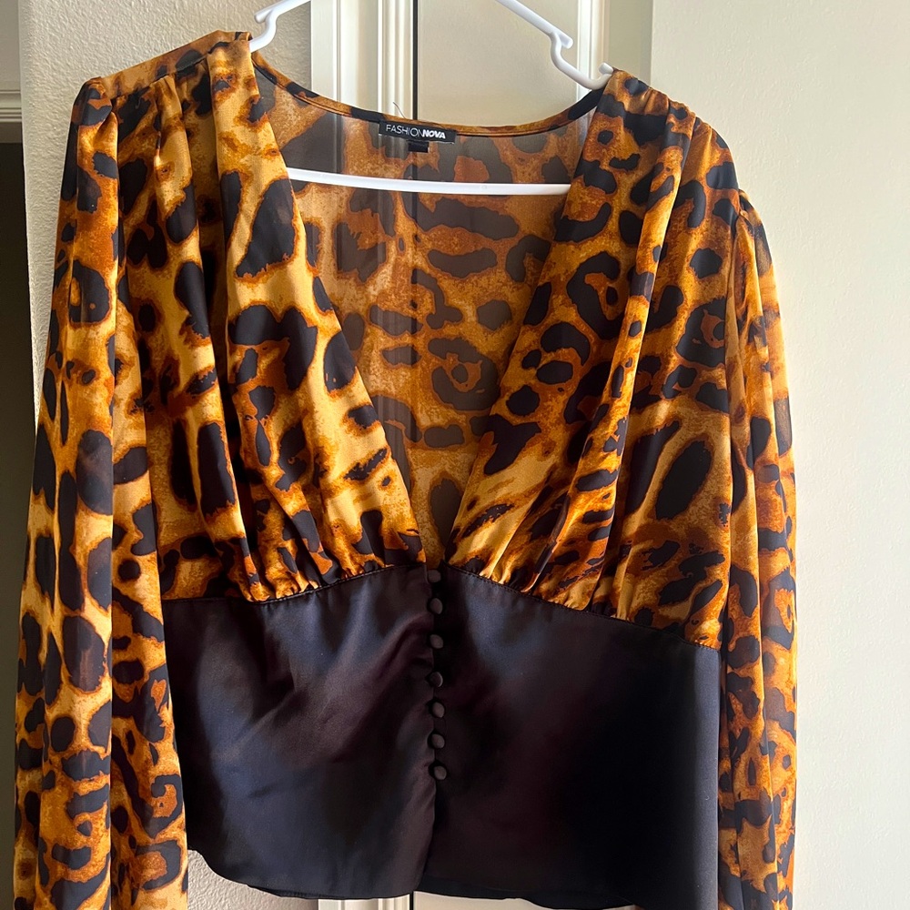 Tiger print button up blouse